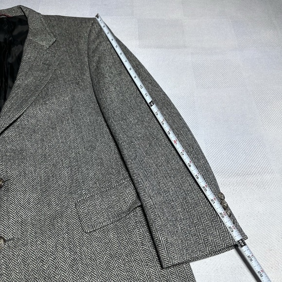 Vintage Jos A Bank Blazer Mens 44R Herringbone Tweed Wool Two Button Jacket - Picture 15 of 16